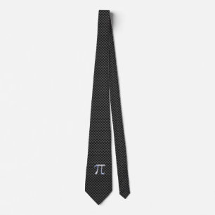 Chrome Like Pi Symbol on Carbon Fibre Print Tie