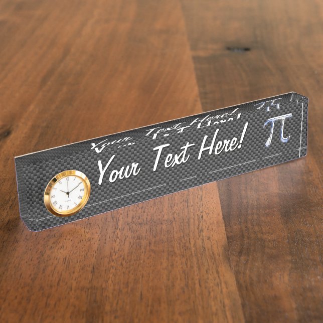 Chrome Like Pi Symbol on Carbon Fibre Style Nameplate (Side)