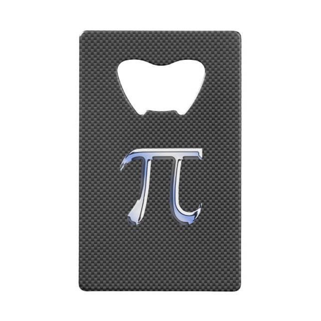 Chrome Like Pi Symbol on Carbon Fibre Style Wallet Bottle Opener (Front)