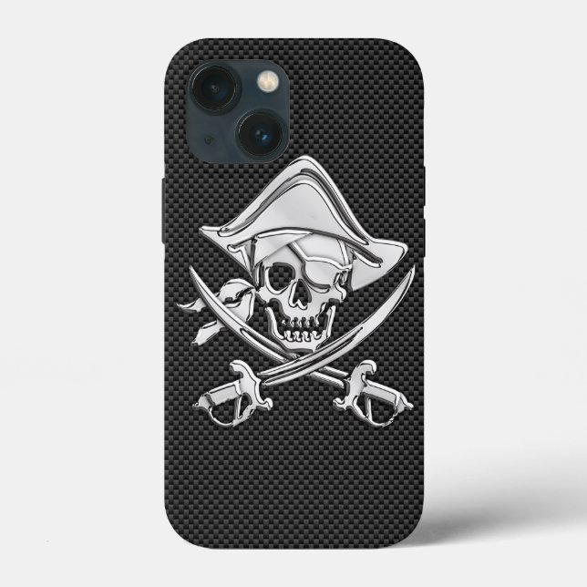 Chrome Like Pirate Crossbones Carbon Fibre Style Case-Mate iPhone Case (Back)