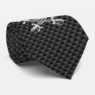 Chrome like Pirate on Carbon Fibre style print Tie
