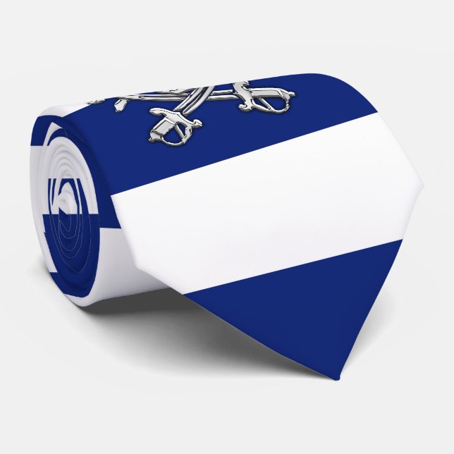 Chrome like Pirate on Nautical navy blue Stripes Tie (Rolled)