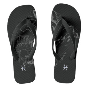 Chrome like Pisces Zodiac Sign on Hevelius Flip Flops