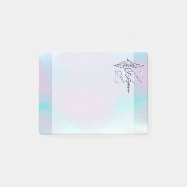 Chrome Like RN Caduceus in Mother Pearl Style Post-it Notes (Front)