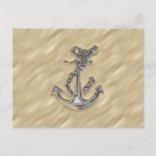 Chrome Like Rope Anchor in the Sand Postcard