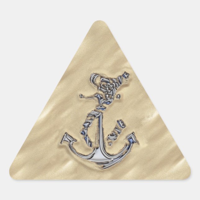 Chrome Like Rope Anchor in the Sand Triangle Sticker (Front)