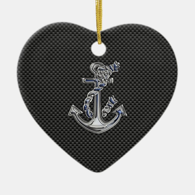 Chrome Like Rope Anchor on Carbon Fibre Ceramic Ornament (Front)
