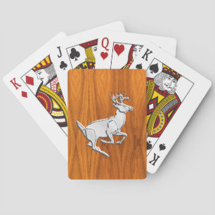 Chrome Like Running Deer on Fine Teak Print Playing Cards