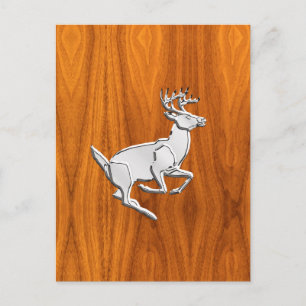 Chrome Like Running Deer on Fine Teak Print Postcard