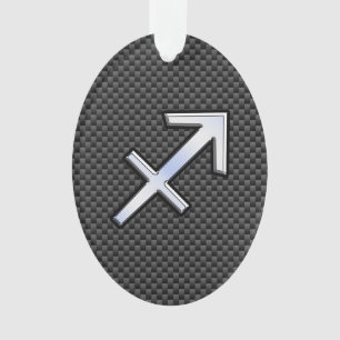 Chrome Like Sagittarius Sign Carbon Fiber Print