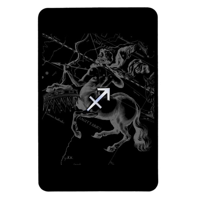 Chrome Like Sagittarius Zodiac Sign Hevelius Decor Magnet (Vertical)