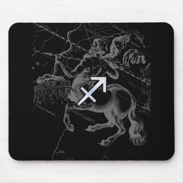 Chrome Like Sagittarius Zodiac Sign Hevelius Decor Mouse Pad (Front)