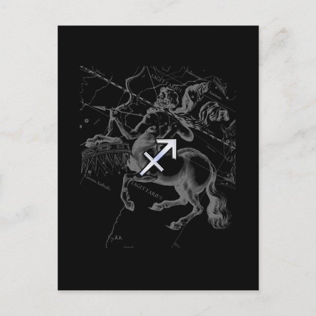 Chrome Like Sagittarius Zodiac Sign Hevelius Decor Postcard (Front)