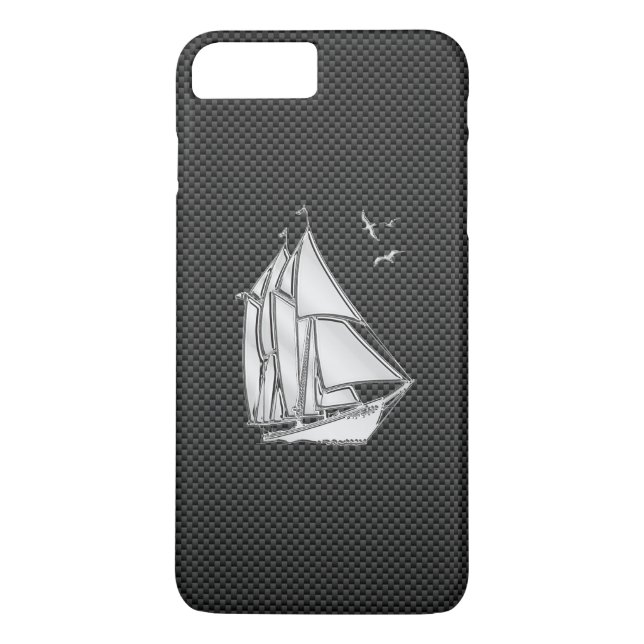 Chrome Like Sail boat on Carbon Fiber Case-Mate iPhone Case (Back)