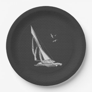 Chrome Like Sailboat on Carbon Fibre Paper Plate