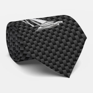 Chrome like Sailboat on Carbon Fibre style print Tie