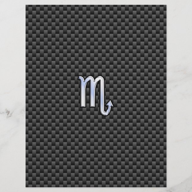 Chrome Like Scorpio Zodiac Sign Carbon Fibre Print (Front)