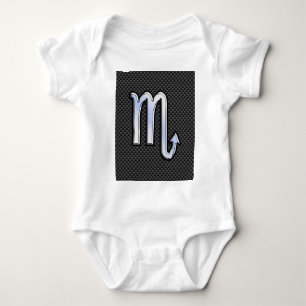 Chrome Like Scorpio Zodiac Sign Carbon Fibre Print Baby Bodysuit