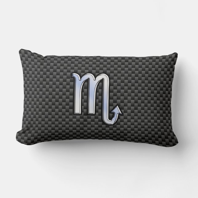 Chrome Like Scorpio Zodiac Sign Carbon Fibre Print Lumbar Pillow (Front)