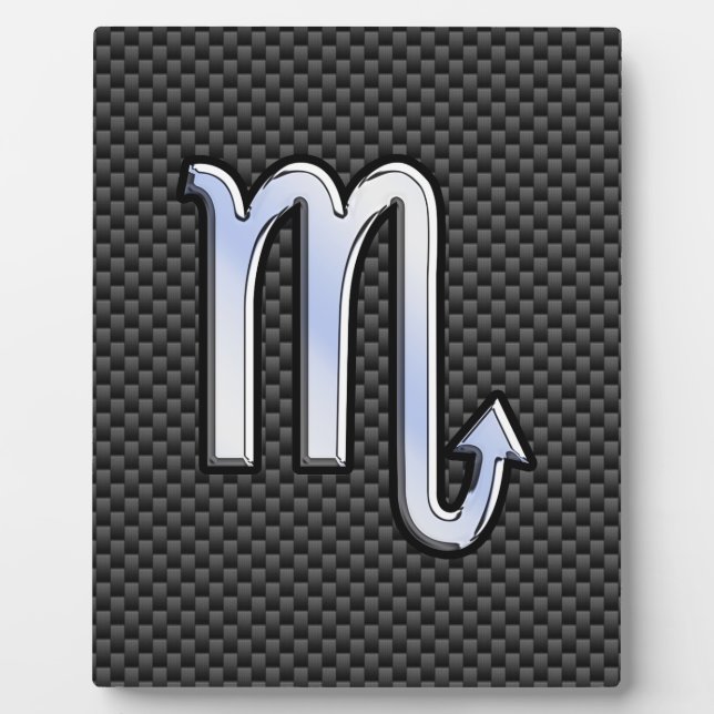 Chrome Like Scorpio Zodiac Sign Carbon Fibre Print Plaque (Front)