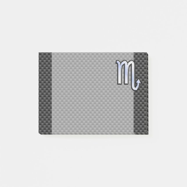 Chrome Like Scorpio Zodiac Sign Carbon Fibre Print Post-it Notes (Front)