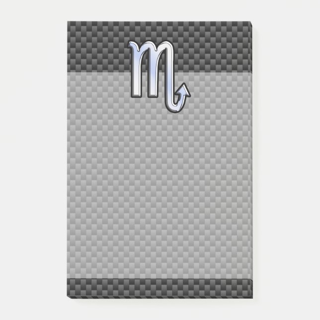 Chrome Like Scorpio Zodiac Sign Carbon Fibre Print Post-it Notes (Front)