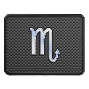 Chrome Like Scorpio Zodiac Sign Carbon Fibre Print Trailer Hitch Cover