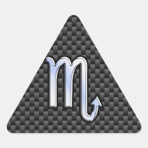 Chrome Like Scorpio Zodiac Sign Carbon Fibre Print Triangle Sticker