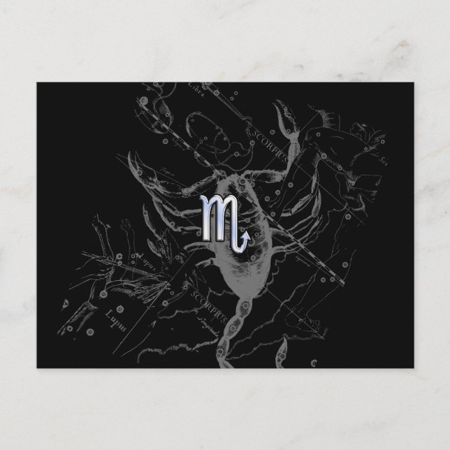 Chrome like Scorpio Zodiac Sign on Hevelius 1690 Postcard (Front)