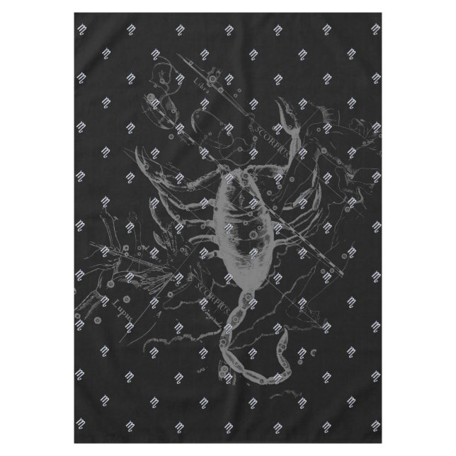 Chrome like Scorpio Zodiac Sign on Hevelius Decor Tablecloth (Front)