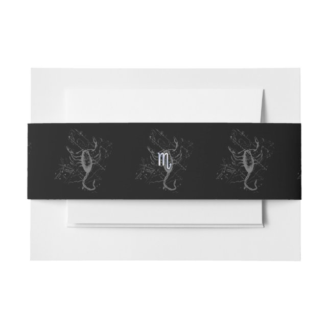 Chrome like Scorpio Zodiac Sign on Hevelius Invitation Belly Band (Front Example)