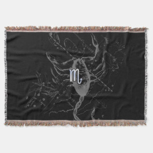 Chrome like Scorpio Zodiac Sign on Hevelius Throw Blanket