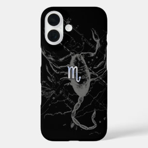 Chrome like Scorpio Zodiac Symbol on Hevelius iPhone 16 Case