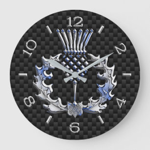 Chrome Like Scottish Thistle Black Dial on a Large Clock