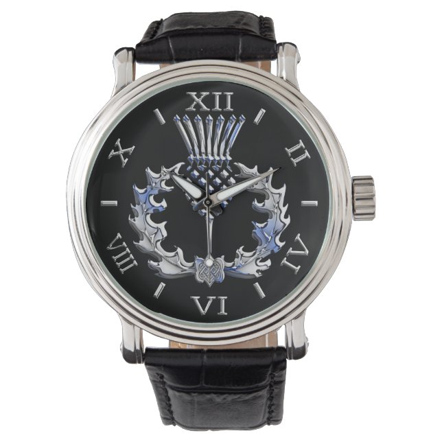 Chrome Like Scottish Thistle Dial Watch (Front)