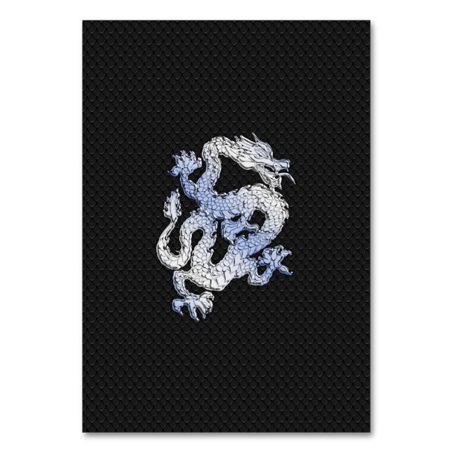 Chrome like silver Dragon Black Snake Skin style Table Number (Front)