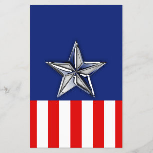Chrome Like Silver Star Festive Patriotic Colours Flyer