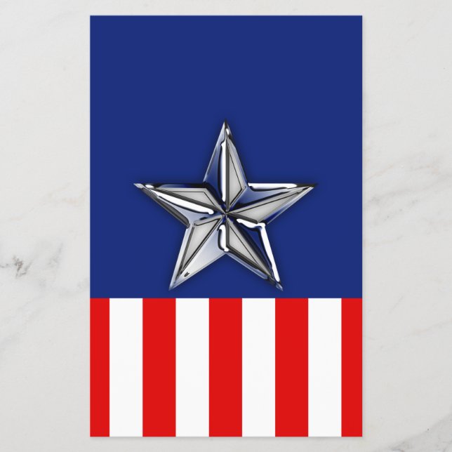 Chrome Like Silver Star Festive Patriotic Colours Flyer (Front)