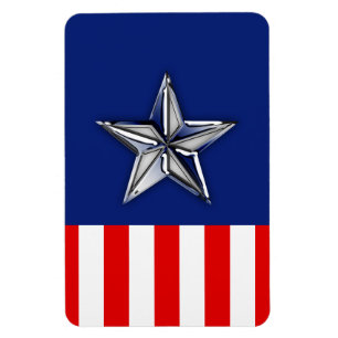 Chrome Like Silver Star Festive Patriotic Colours Magnet