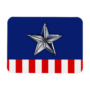 Chrome Like Silver Star Festive Patriotic Colours Magnet
