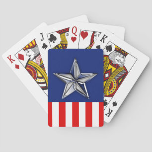 Chrome Like Silver Star Festive Patriotic Colours Playing Cards