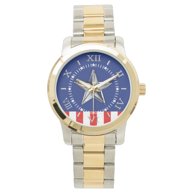 Chrome Like Star on Festive Patriotic Colours Dial Watch (Front)