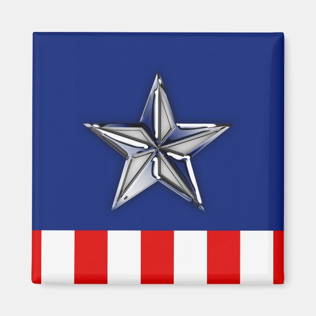 Chrome Like Star on Festive Patriotic Colours Magnet (Front)