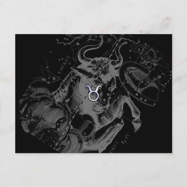 Chrome like Taurus Sign on Hevelius Postcard (Front)
