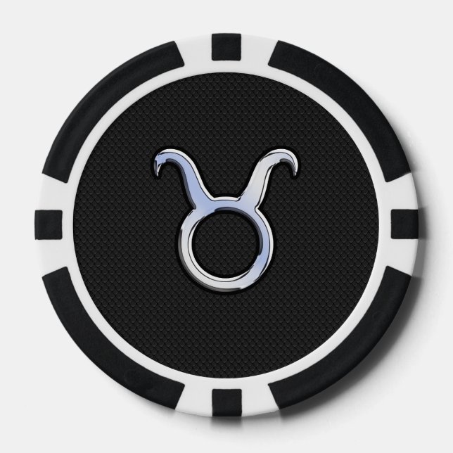 Chrome Like Taurus Zodiac Sign Decor Poker Chips (Front)