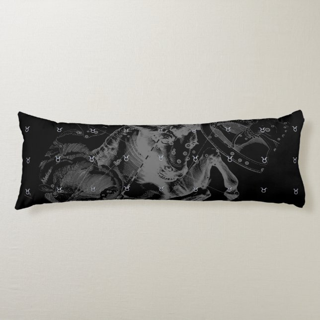 Chrome like Taurus Zodiac Sign on Hevelius Body Pillow (Front)