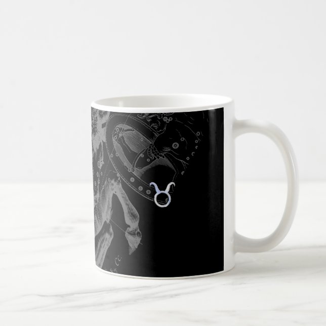 Chrome like Taurus Zodiac Sign on Hevelius Decor Coffee Mug (Right)