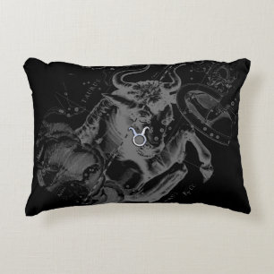 Chrome like Taurus Zodiac Sign on Hevelius Decorative Pillow