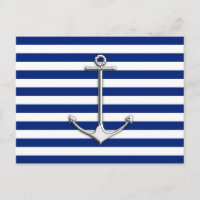 Chrome Like Thin Anchor on Nautical Stripes