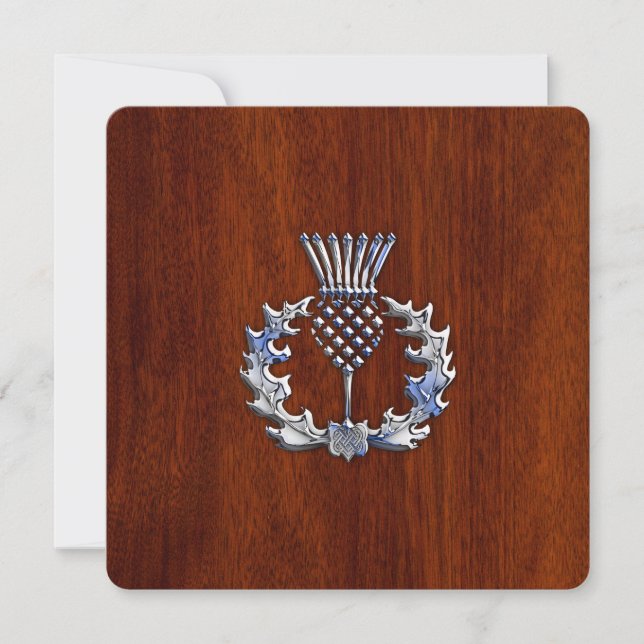 Chrome Like Thistle on Mahogany Wood Style (Front)